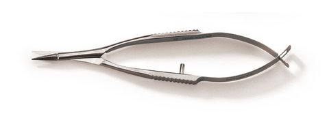 Micro scissors, high precision, st.steel, type Vannas, straight, taper. ends