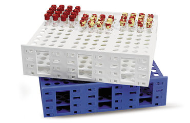 Test tube racks, extra large, white, for vials Ø 13-16 mm, 120 slots, 1 unit(s)