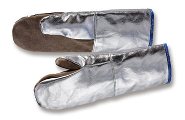 Leather-aluminium heat resistant gloves, standard size 10, L 380 mm, 1 pair