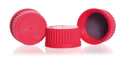Screw caps made of PBT, red, GL 45, Ø 54 x H 28 mm, 10 unit(s)