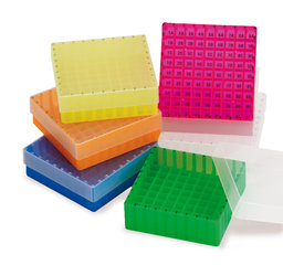 Rotilabo®-storage box f. autosampl.vials, 1.5 ml, yellow, H 45 mm, 81 holes