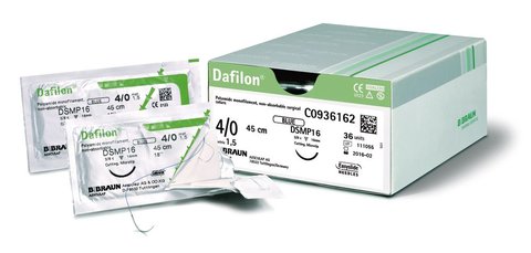 Needle-suture combination Dafilon®/DS16, Black, L 45 cm, USP 4/0, 36 unit(s)
