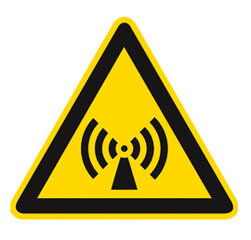 Warning symbols, establ. indiv.labels, electromagnetic field, 200 mm