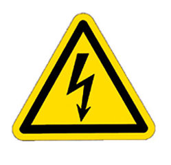 Warning symbols acc. to ISO 7010 on a sheet, Dangerous electrical voltage