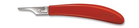 Scalpel handle, fig. 6, w. locking mech., plastic handle, protect. cap, PP