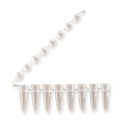 PCR reaction vials, 8 tube strips, 0,2ml, attached convex cap strips