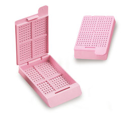 Swingsette biopsy embedding cassettes, made of Acetal Polymer, colour pink