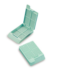 Swingsette biopsy embedding cassettes, made of Acetal Polymer, colour green