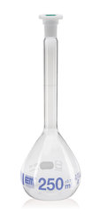 Volumetric flasks, cl. A, DURAN®, 50 ml, PE-stopper, joint 12/21, transp. glass
