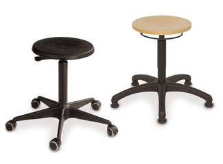 Stools with release ring, rollers, PU, black, seat height 430-620 mm, 1 unit(s)