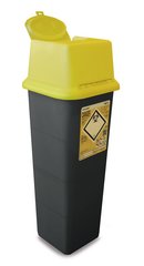 Sharpsafe®-waste disposal bins, PP, 9h l, L 175 x W 175 x H 498 mm, 5 unit(s)