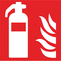 Fire protection sign fire extinguisher, self- adhesive film, W 200 x H 200 mm
