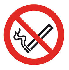 Prohibition sign, self-adhes., no smoking, ISO 7010, Ø 100 mm, 1 unit(s)