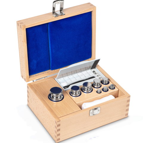 F1 1 g -  500 g Set of weights in wooden box, Stainless steel (OIML)