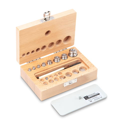 M1 1 mg -  50 g Set of weights in wooden box, Finely turned stainless steel (O...