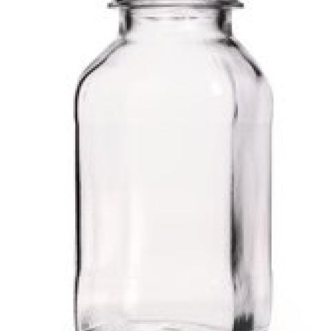 Square wide-mouth bottles, 1000 ml, clear glass, thread 60, short form