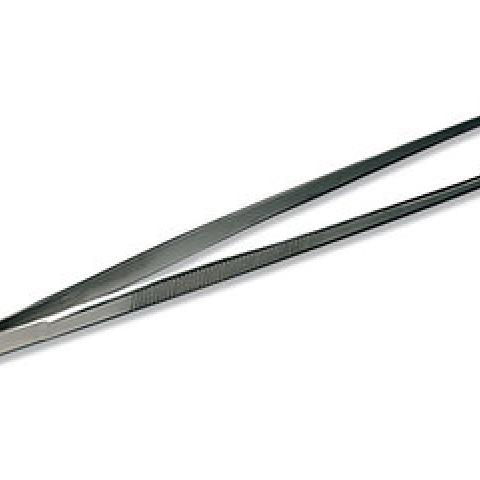 Long forceps, curved, stainl. steel, L 30 cm, with 25 mm corrugated handels