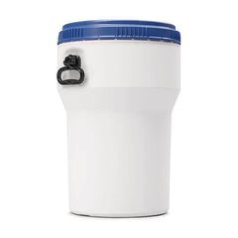 Nestable barrel, 40 l, White with a blue screw cap, 1 unit(s)