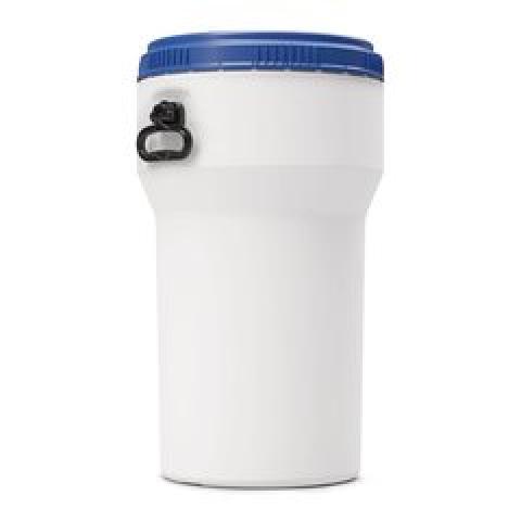 Nestable barrel, 50 l, White with a blue screw cap, 1 unit(s)
