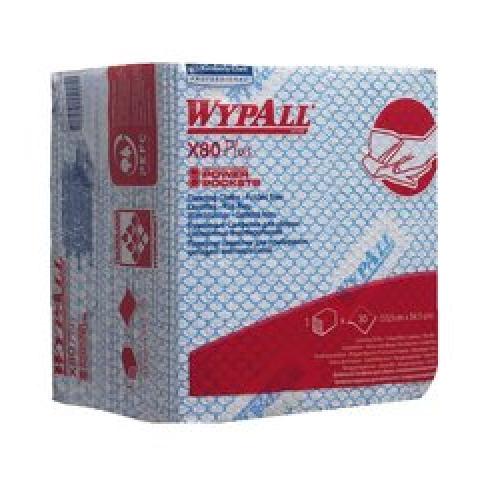 WYPALL® X80 Plus reusable wipes, 1-ply, white/blue, pouch, 345 x 335 mm