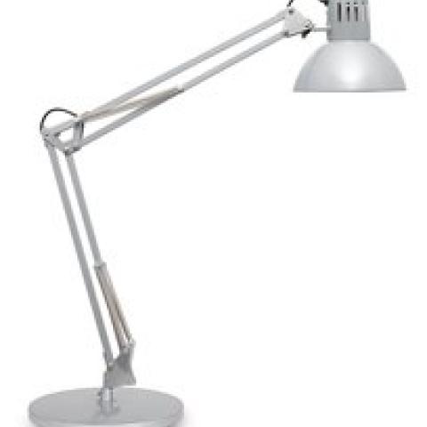 Study desk lamp with base, Metal, lamp head Ø 17 cm, silver, 1 unit(s)