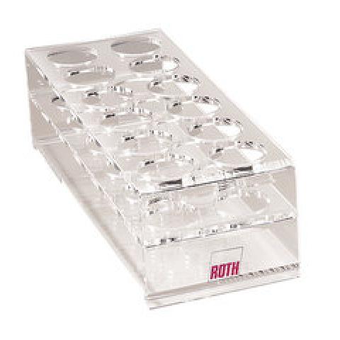Rotilabo®-test tube rack, acrylic glass, 6 x 2 holes, Ø borehole 36 mm