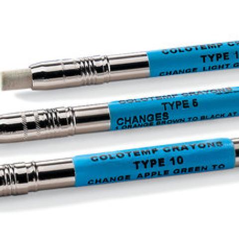 Colour-change crayons - irreversible, for monitoring temperature, 600 °C