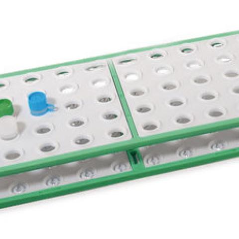 Racks for reaction vials with screw cap, POM, green, 50 holes, 10 unit(s)