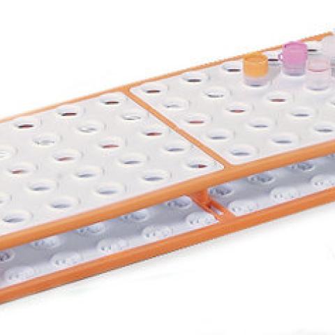 Racks for reaction vials with screw cap, POM, orange, 50 holes, 10 unit(s)