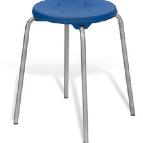 Stackable stool, stainless steel, seat blue, height 500 mm, 1 unit(s)