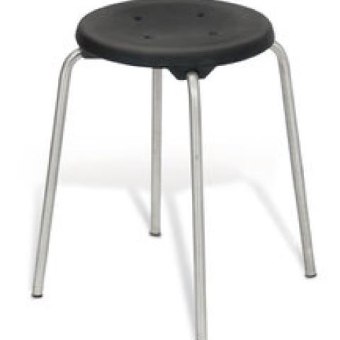 Stackable stool, stainless steel, seat black, height 500 mm, 1 unit(s)