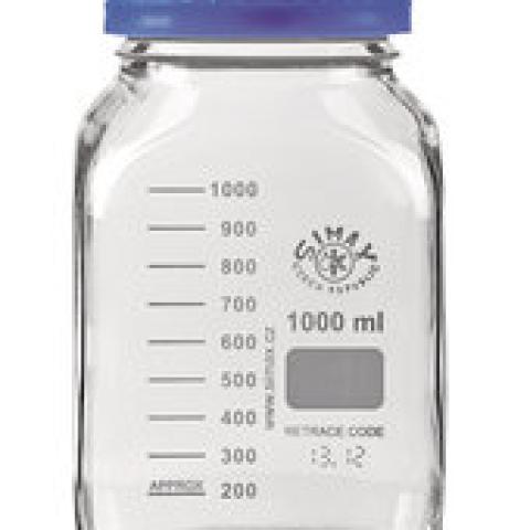 Rotilabo®-square lab. bottles, clear gl., 500 ml, borosilicate glass, GL80