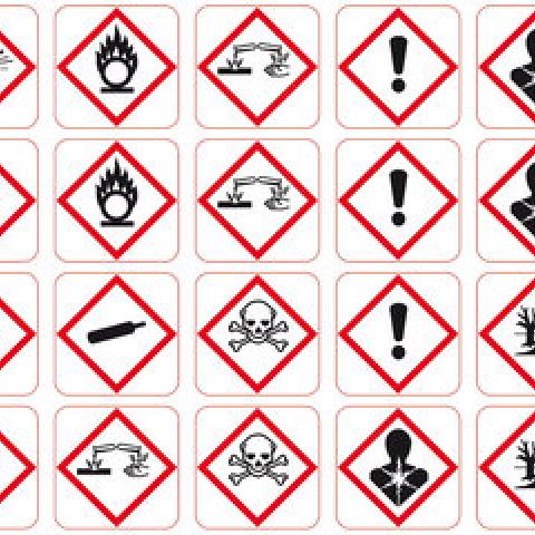 Assortment of GHS hazard symbols, 25 sheet(s)