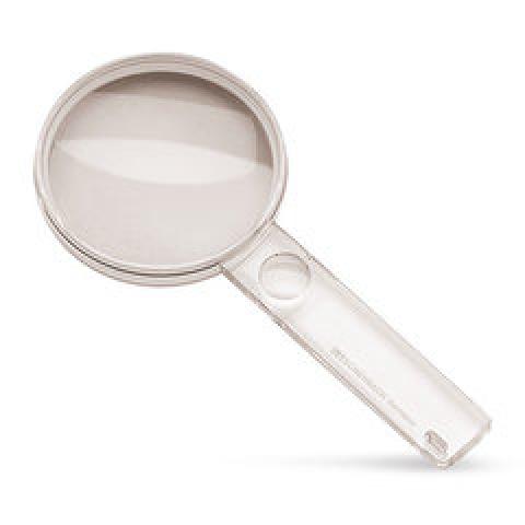Hand-held magnifiers with addition. lens, 5,0/2,25-times magnification