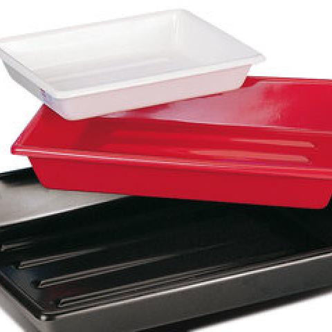 Rotilabo®-lab dish with ridges, PVC, red, L 240 x W 320 x H 50 mm, 1 unit(s)