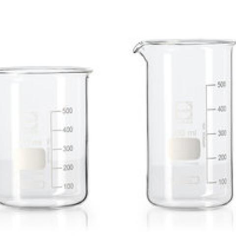 Glass beakers, low form, DURAN®, with graduation and spout, 400 ml, 10 unit(s)