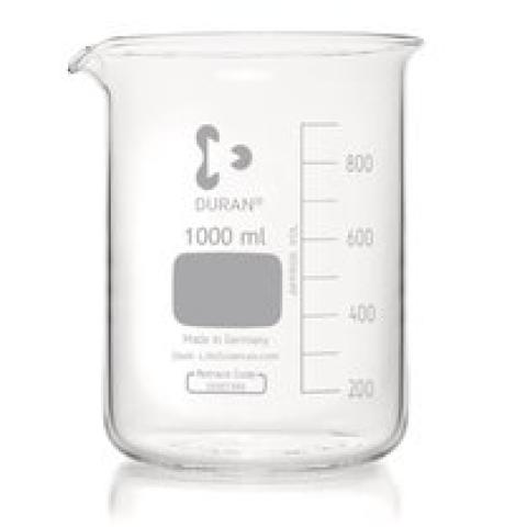 Glass beaker, low form, DURAN®, with graduation and spout, 1000 ml, 1 unit(s)