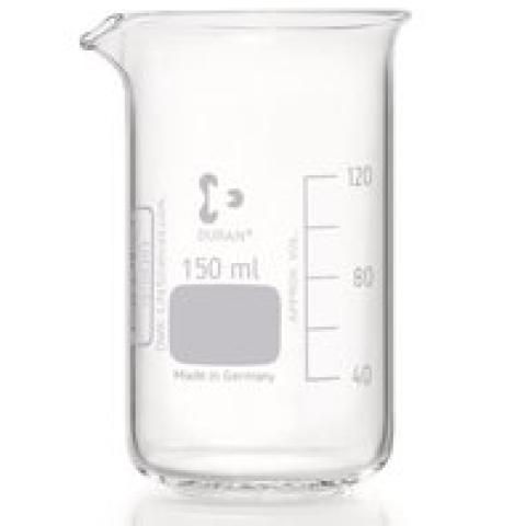 Glass beakers, high form, DURAN®, with graduation and spout, 150 ml, 10 unit(s)