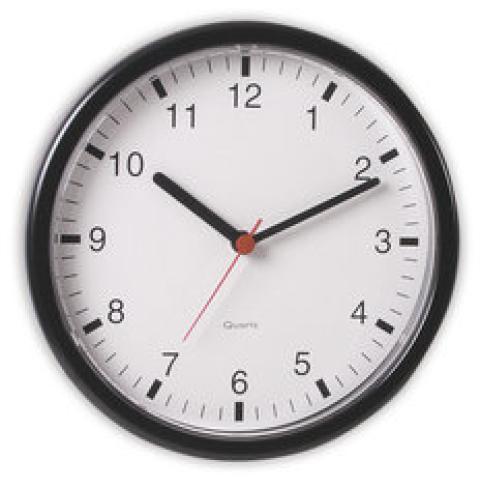 Quartz wall clock, black, Ø 245 mm, D 40 mm, 1 unit(s)