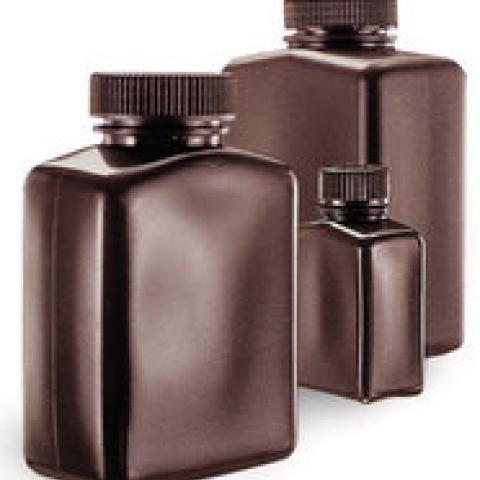 Wide neck-rectangular bottles, HDPE, amber, 1000 ml, 6 unit(s)