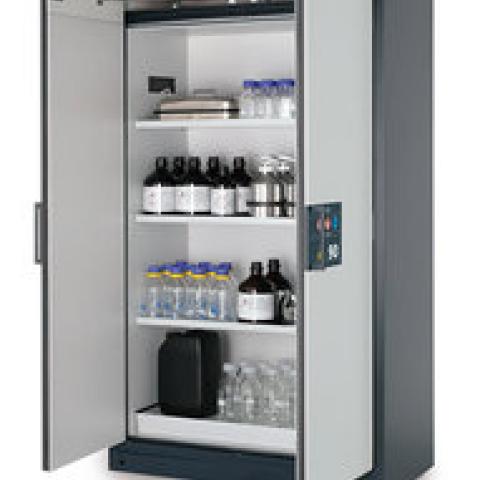 Safety cabinets Q-CLASSIC-90 B 1200, 2 panel doors, light grey, 3 shelves