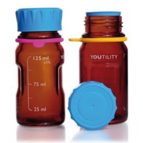 DURAN® YOUTILITY laboratory bottles, brown glass, 125 ml, GL 45, 4 unit(s)