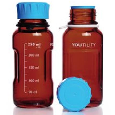 DURAN® YOUTILITY laboratory bottles, brown glass, 250 ml, GL 45, 4 unit(s)