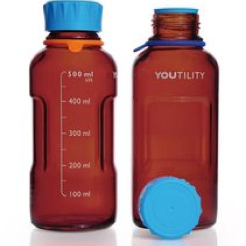 DURAN® YOUTILITY laboratory bottles, brown glass, 500 ml, GL 45, 4 unit(s)