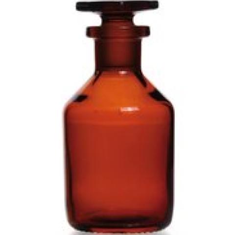 Narrow neck storage bottl., glass stopp., soda-lime glass, amber, 250 ml