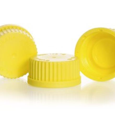 Screw caps, w. lip seal gasket, PP,yellow, thread 45, 10 unit(s)