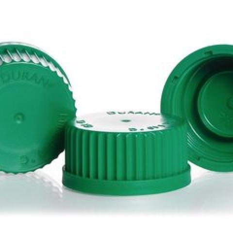 Screw caps, w. lip seal gasket, PP, green, thread 45, 10 unit(s)