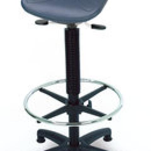 Stools and standing supports, high, Seat PU, blue, glides+base ring, 1 unit(s)