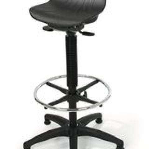 Stools and standing supports, high, Seat PP, black, glides+base ring, 1 unit(s)