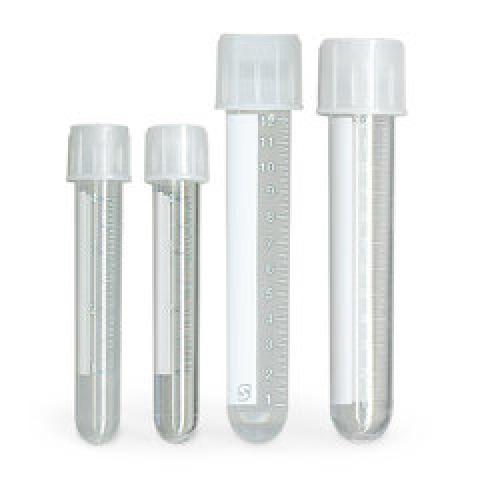 Sterile culture tubes, PS, graduated, 4 ml, with screw cap, single packed